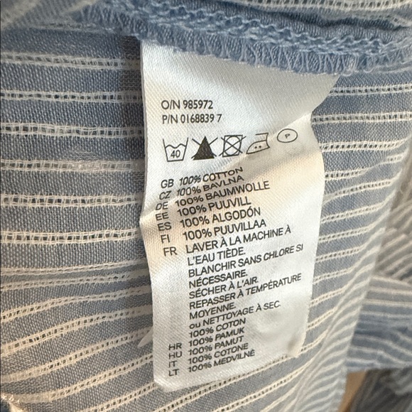 H&M LOGG Women's Blue and White Striped Cotton Button Up Tunic Size US 14 - Picture 3 of 6